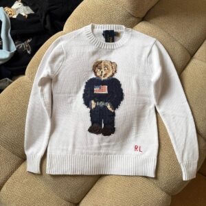 Suéter Polo Bear em algodão e linho - Branco