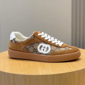 Tênis Gucci G75 Interlocking - camurça marrom